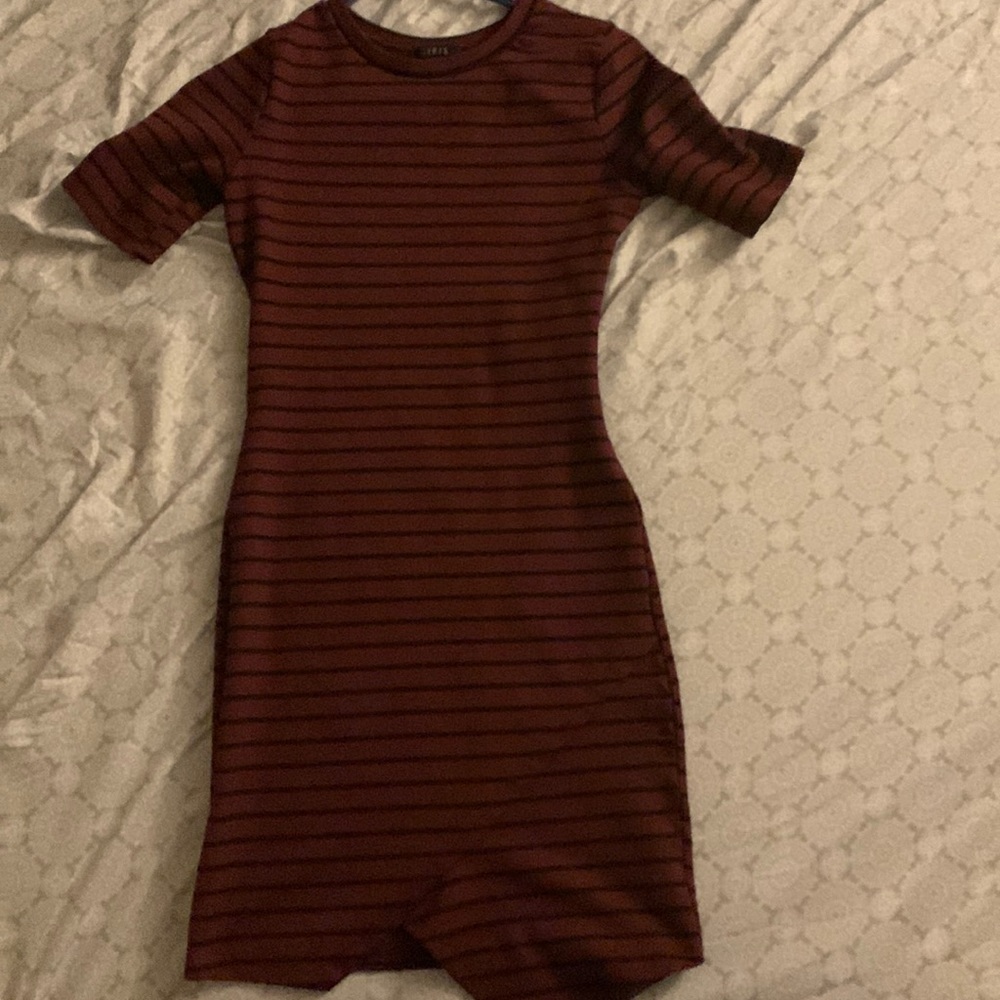 Burgundy striped dress by IRIS